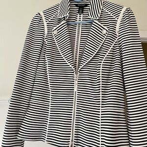 WHBM black and white striped blazer
